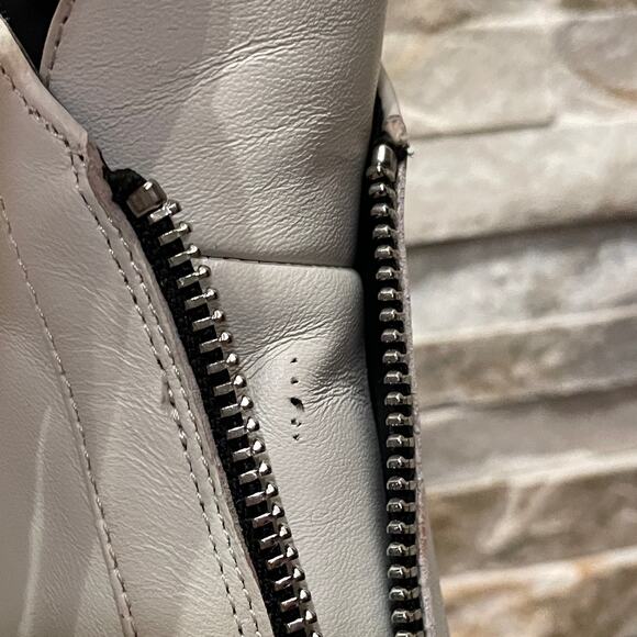 BCBGeneration Ivory White Leather Studded Zip Heeled Booties | Y2K Style, 5M - Picture 8 of 11